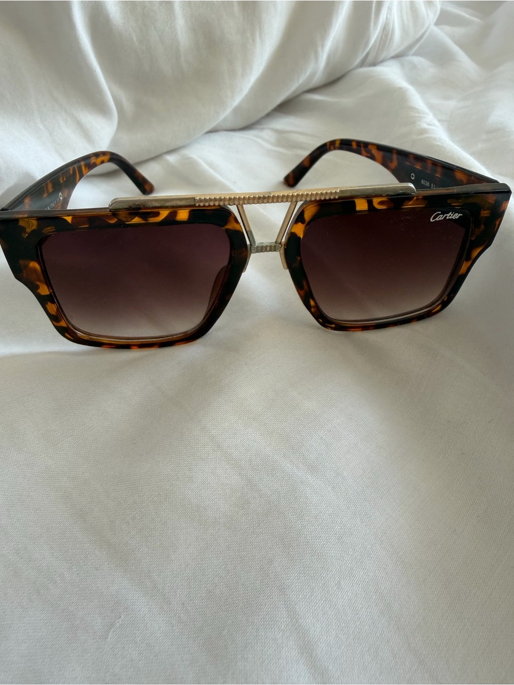 Cartier Tortoise Shell and Gold Sunglasses with Brown Gradient Lenses